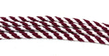Round Striped Shoelaces - Maroon and White