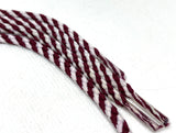 Round Striped Shoelaces - Maroon and White