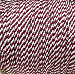 Round Striped Shoelaces - Maroon and White