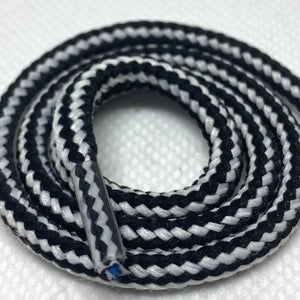 Round Striped Shoelaces - Black and White