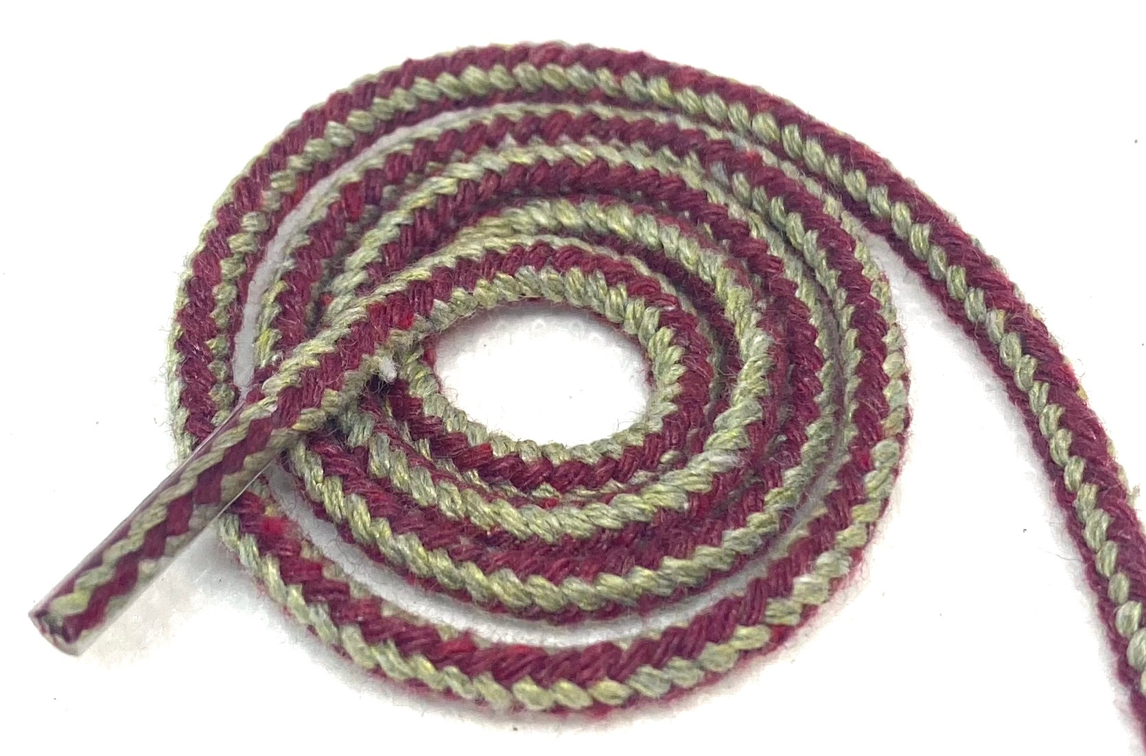Round Striped Dress Shoelaces - Maroon and Tan