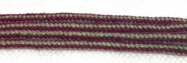 Round Striped Dress Shoelaces - Maroon and Tan