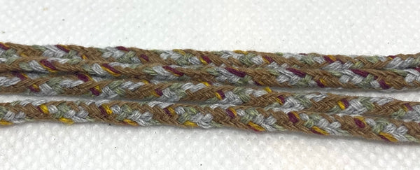 Round Dress Shoelaces - Grey and Green with Maroon and Gold Flecks
