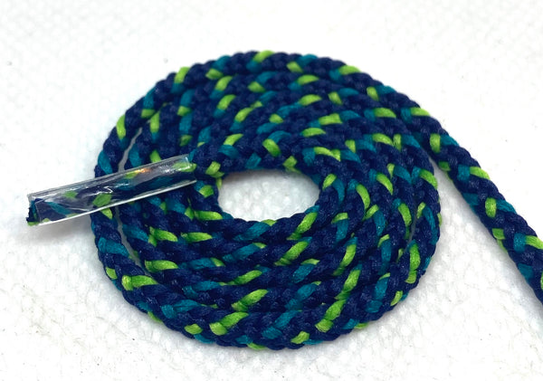 Round Dress Shoelaces - Lime Green, Teal and Blue