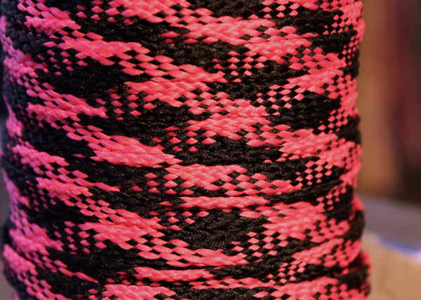 Flat Argyle Shoelaces - Black and Pink