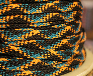 Flat Plaid Shoelaces - Orange, Black and Teal