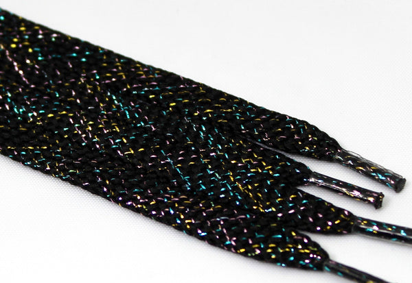 Flat Sparkle Shoelaces - Black