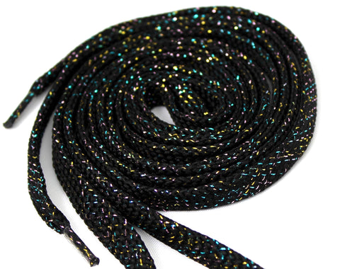 Flat Sparkle Shoelaces - Black