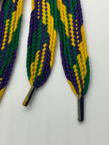 Wide Mardi Gras Shoelaces - Purple, Green and Gold