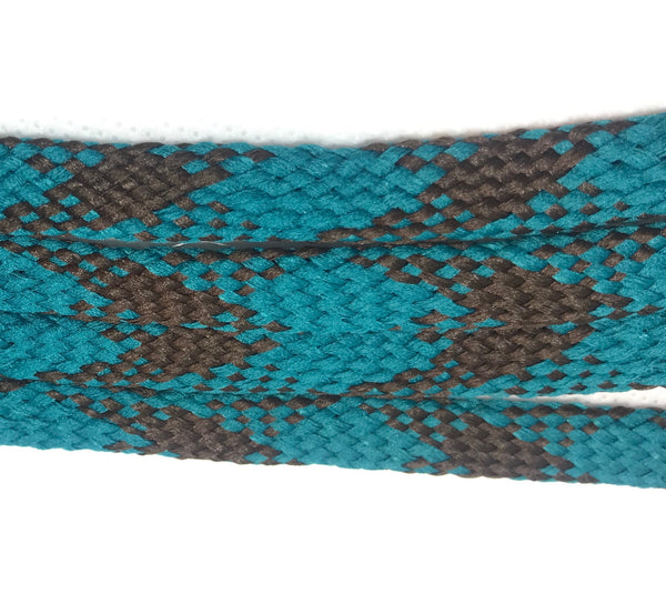 Flat Argyle Shoelaces - Teal and Brown