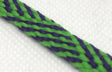 Flat Herringbone Shoelaces - Green and Blue