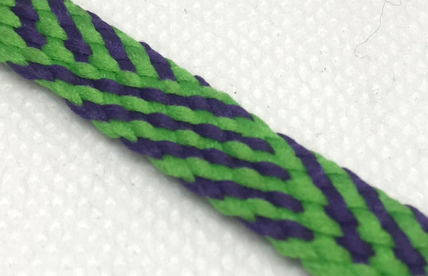 Flat Herringbone Shoelaces - Green and Navy Blue