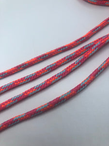 Round Multi-Color Shoelaces - Neon Orange, Denim and Pink
