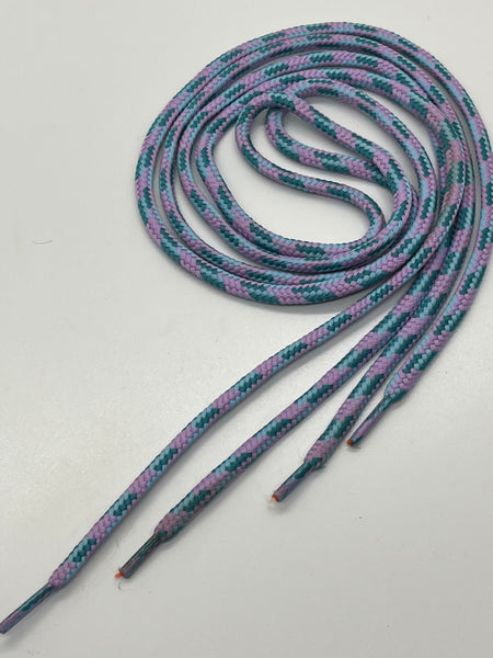 Round Multi-Color Shoelaces - Lilac, Light Teal and Light Blue