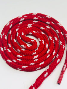 Round Classic Shoelaces - Red with White Accents
