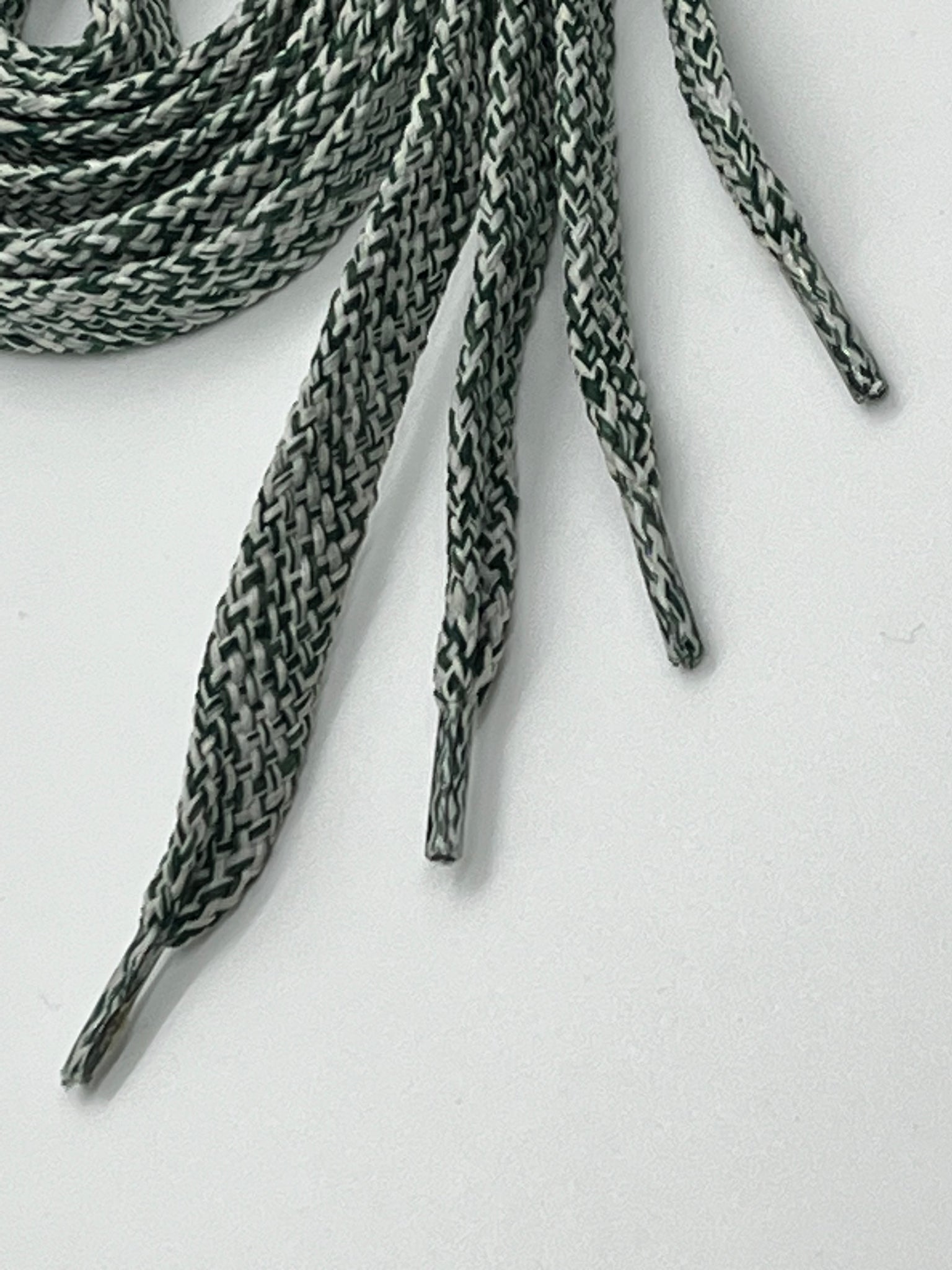 Flat Tweed Shoelaces - Green and White