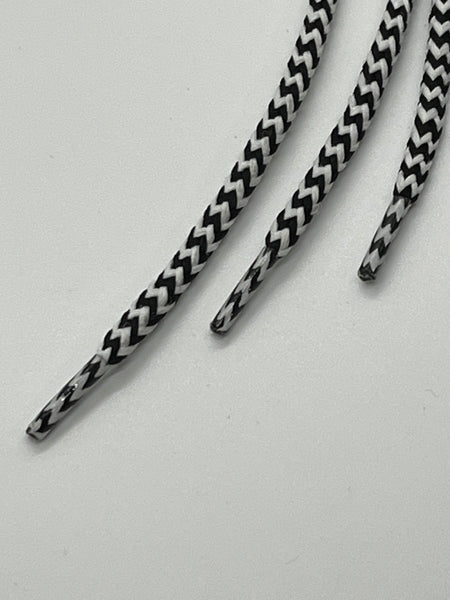 Round Chevron Shoelaces - Black and White