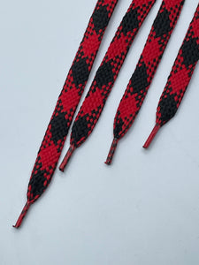 Flat Argyle Shoelaces - Black and Red
