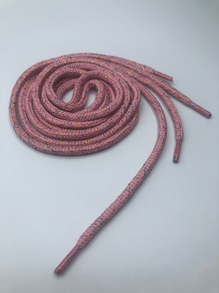 Round Sparkle Shoelaces - Soft Pink