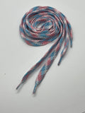 Flat Plaid Shoelaces - Pink, Light Blue and White
