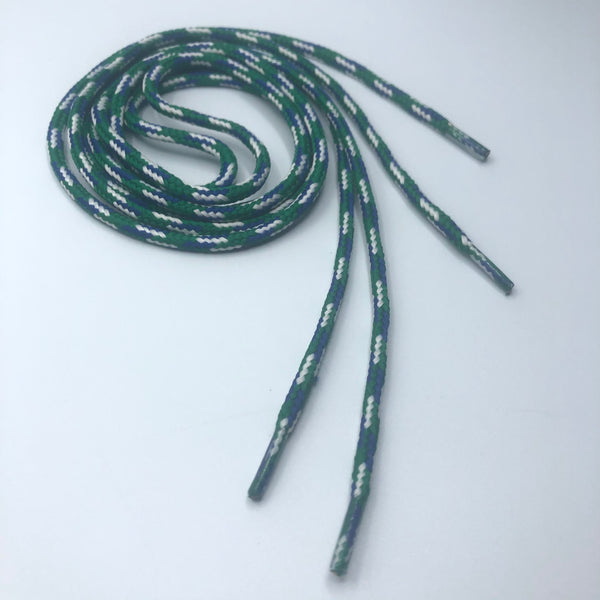 Round Multi-Color Shoelaces - Green, Blue and White