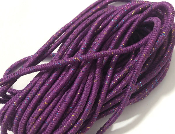 Round Elastic 1/8” Light Purple Sparkle - 6 yards