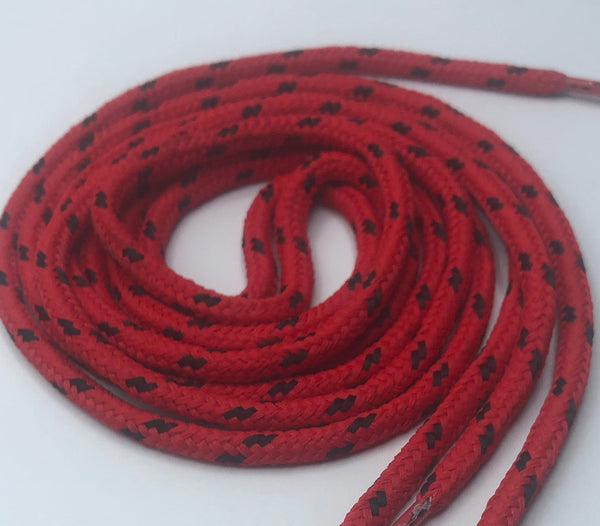 Round Classic Shoelaces - Red with Black Accents