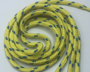 Round Classic Shoelaces - Light Yellow with Bright Blue Accents