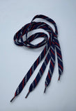 Flat Shoelaces - Navy with Red and White Slashes