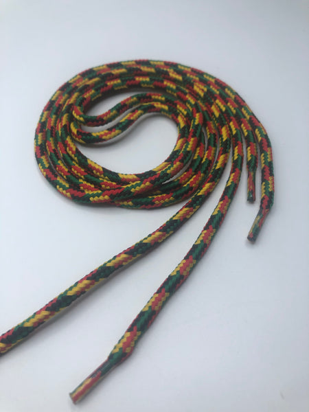 Round Rasta Shoelaces - Red, Black, Green and Gold
