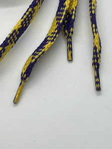 Flat Argyle Shoelaces - Yellow and Purple