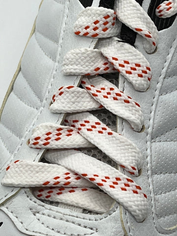 Premium Sport Laces - White with Orange Accents