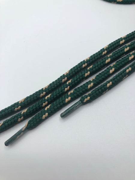 Round Classic Shoelaces - Forest Green with Tan Accents
