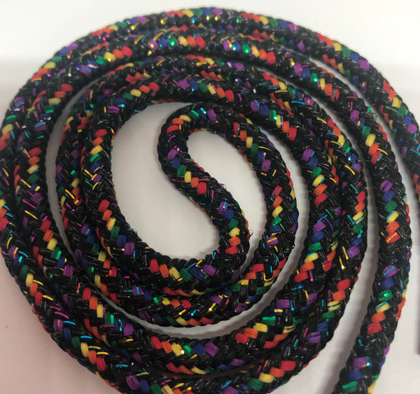 Round Rainbow Sparkle Shoelaces - Dark