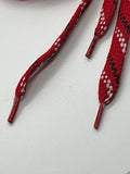 Flat Shoelaces - Red with Navy and White Slashes