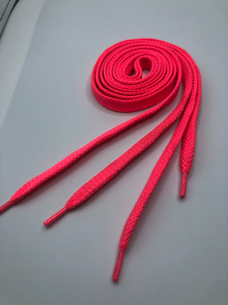Flat Solid Shoelaces - Neon Pink