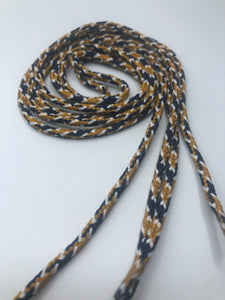 Round Multi-Color Shoelaces - Navy, Gold and White