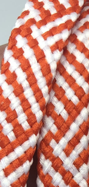 Flat Herringbone Shoelaces - Orange and White