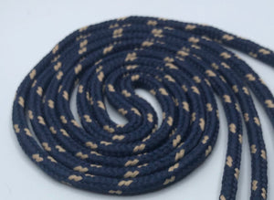 Round Classic Shoelaces - Navy Blue with Tan Accents