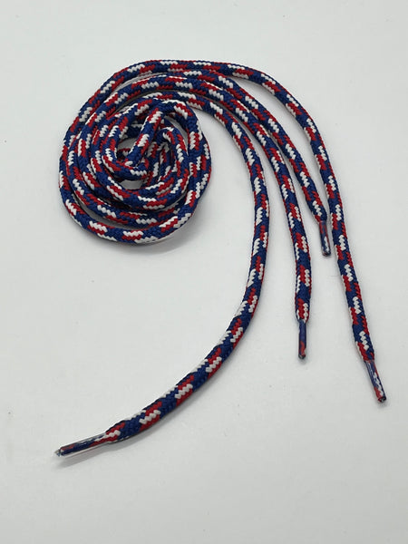 Round Multi-Color Shoelaces - Red, White and Blue