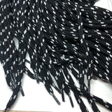Round Classic Shoelaces - Black with White Accents