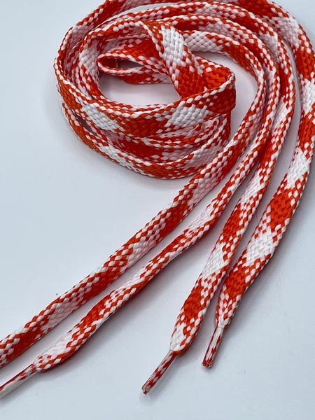 Flat Argyle Shoelaces - Orange and White
