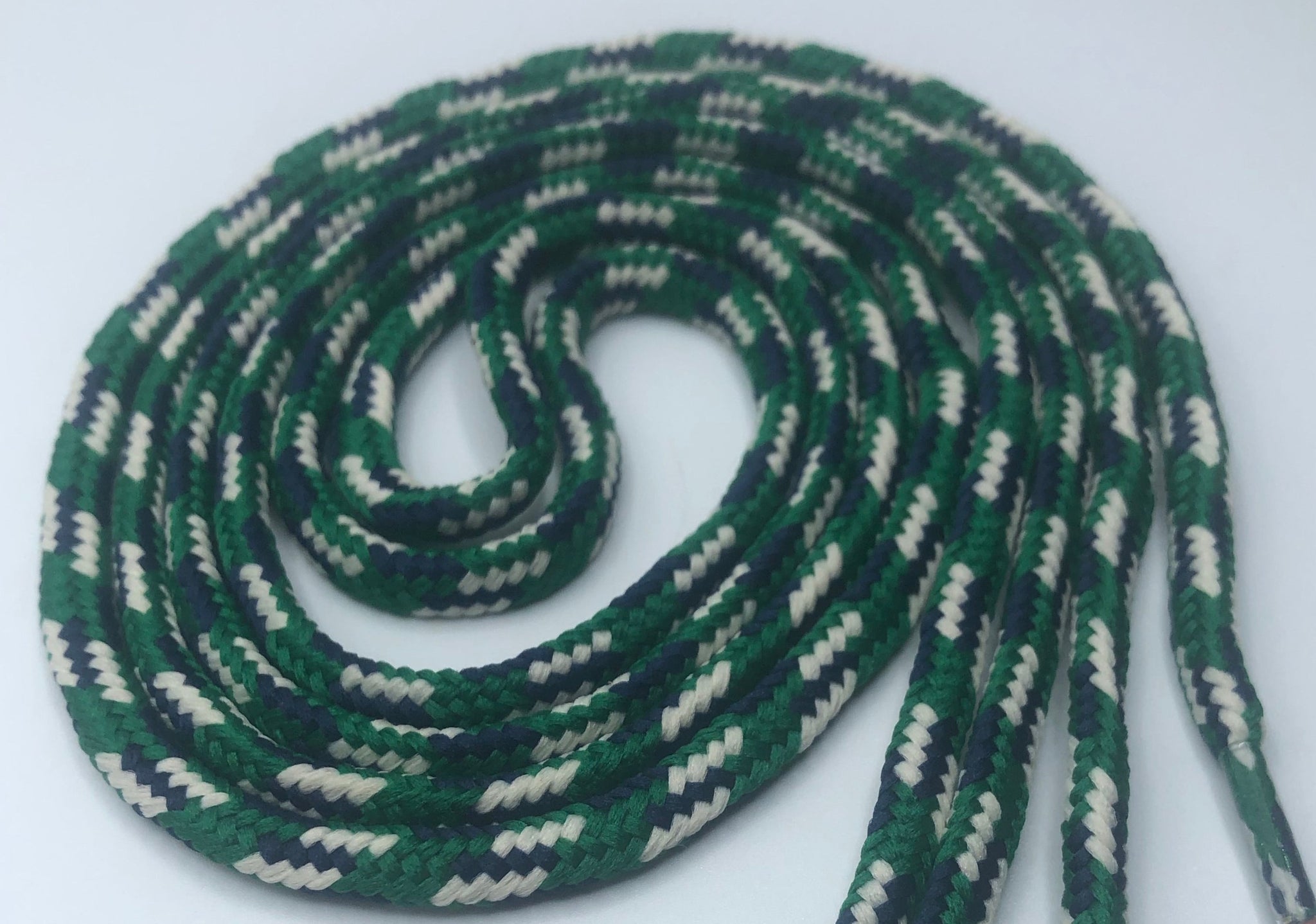 Round Multi-Color Shoelaces - Dark Blue, Green and White