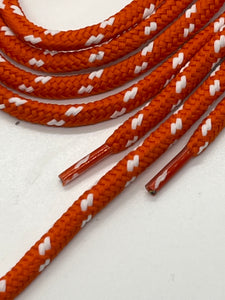 Round Classic Shoelaces - Orange with White Accents
