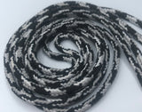Round 'Plaid' Shoelaces - Black, Silver and White