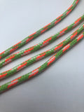 Round 'Plaid' Shoelaces - Neon Orange, White and  Lime Green