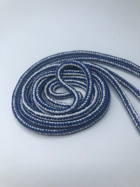 Round Striped Shoelaces - Royal Blue and White