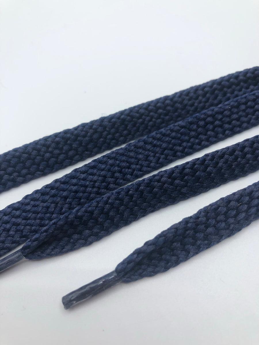 Flat Solid Shoelaces Navy Blue The Shoe Lace Factory