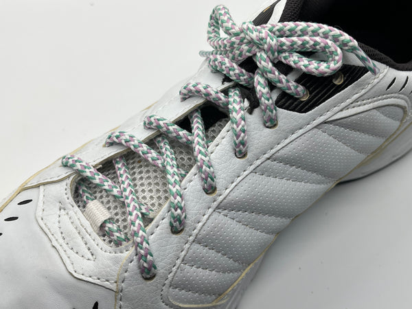 Round Winter Shoelaces - White, Lilac and Frost Green