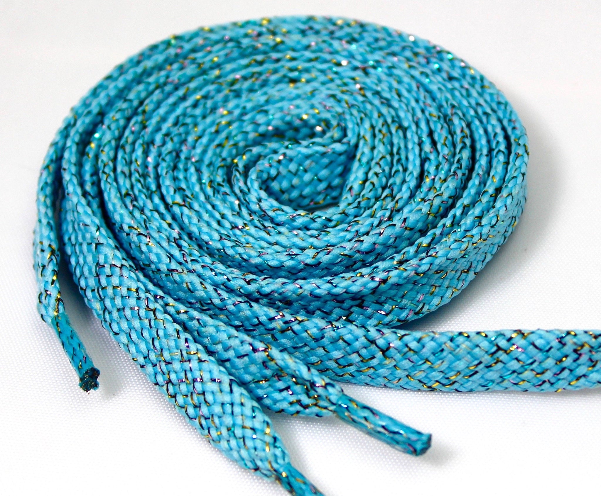 Flat Sparkle Shoelaces - Light Blue